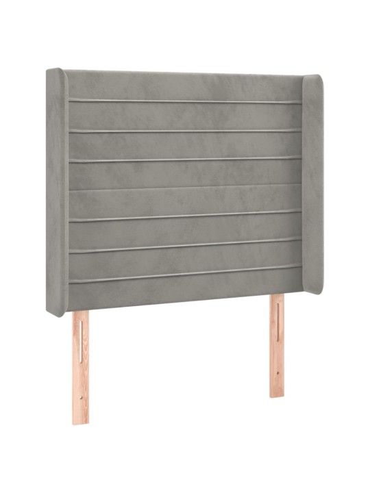 Box spring postel s matrací a LED světle šedá 100x200 cm samet
