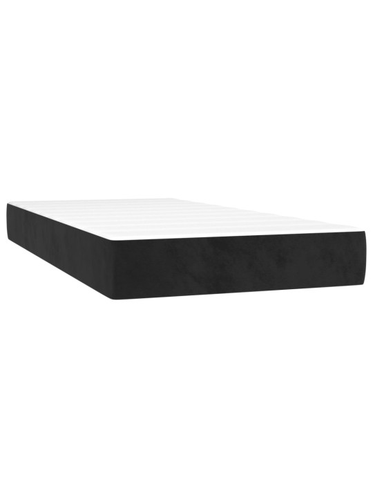 Box spring postel s matrací a LED černá 100x200 cm samet
