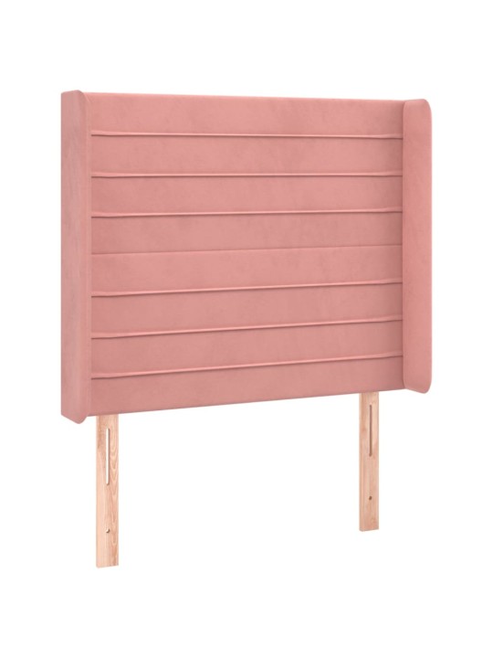 Box spring postel s matrací a LED růžová 100x200 cm samet