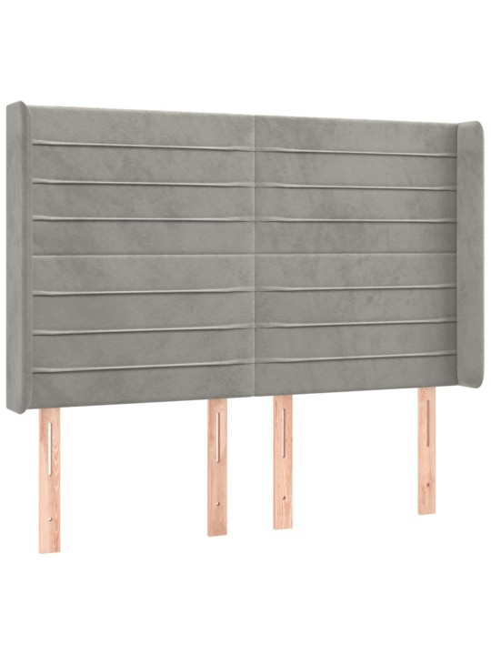 Box spring postel s matrací a LED světle šedá 140x190 cm samet
