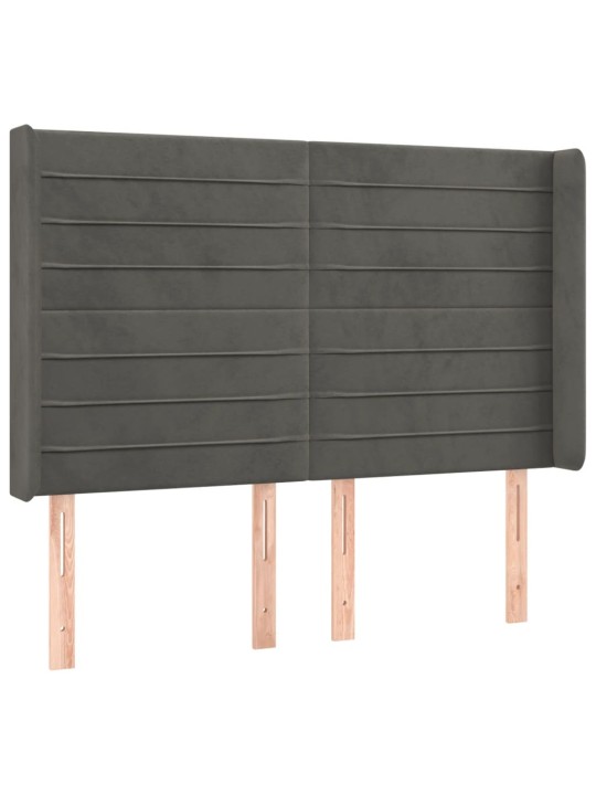 Box spring postel s matrací a LED tmavě šedá 140x190 cm samet