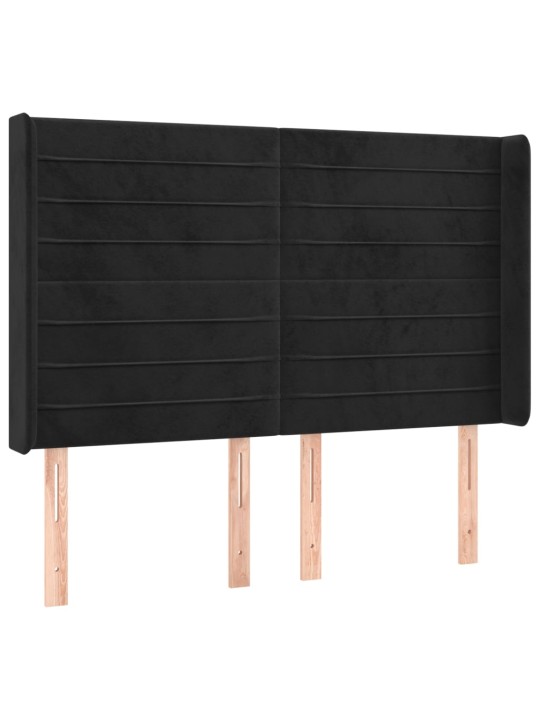 Box spring postel s matrací a LED černá 140x190 cm samet