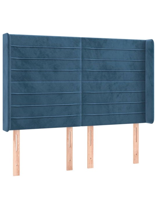 Box spring postel s matrací a led tmavě modrá 140x190 cm samet