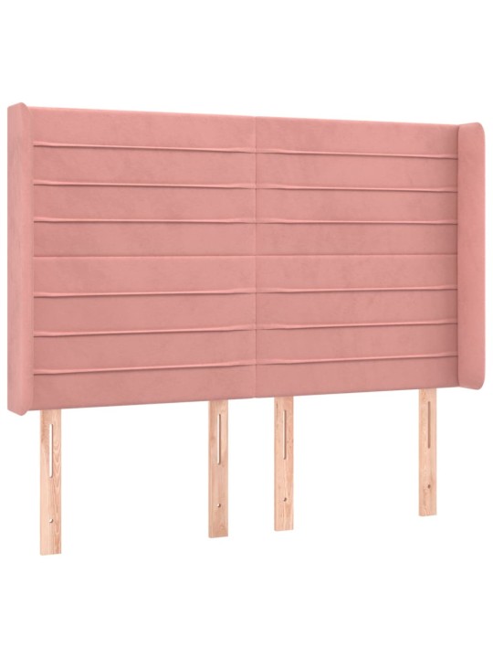 Box spring postel s matrací a led růžová 140x190 cm samet