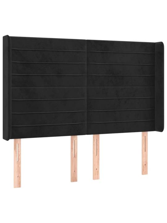 Box spring postel s matrací a led černá 140x200 cm samet