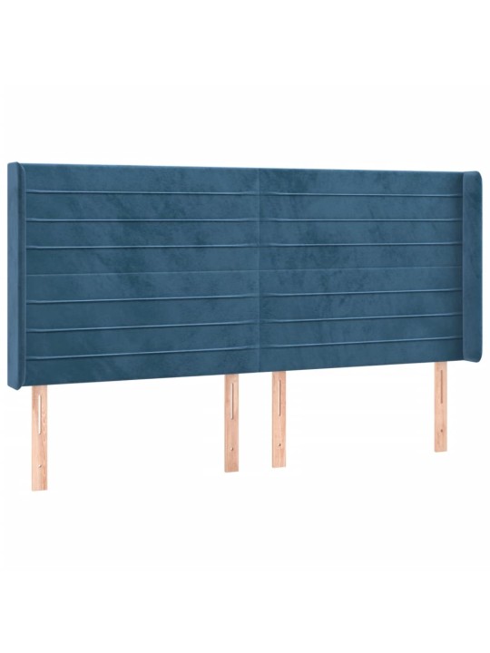 Box spring postel s matrací a led tmavě modrá 180x200 cm samet