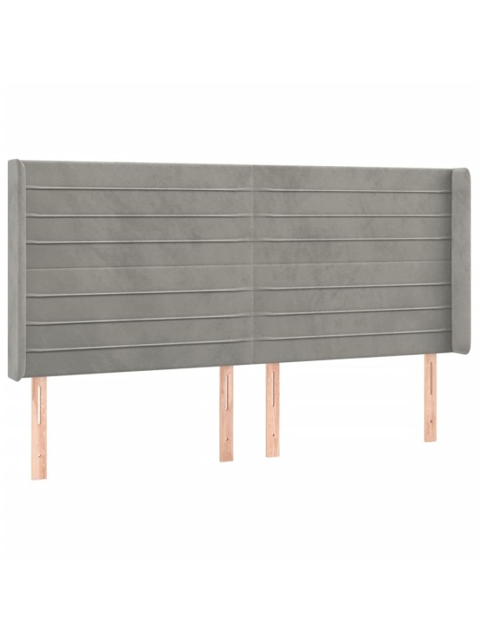 Box spring postel s matrací a LED světle šedá 200x200 cm samet