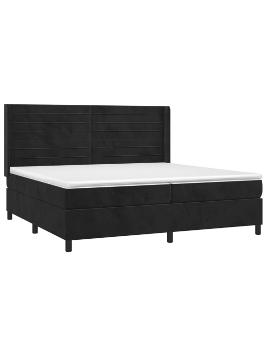 Box spring postel s matrací a LED černá 200x200 cm samet