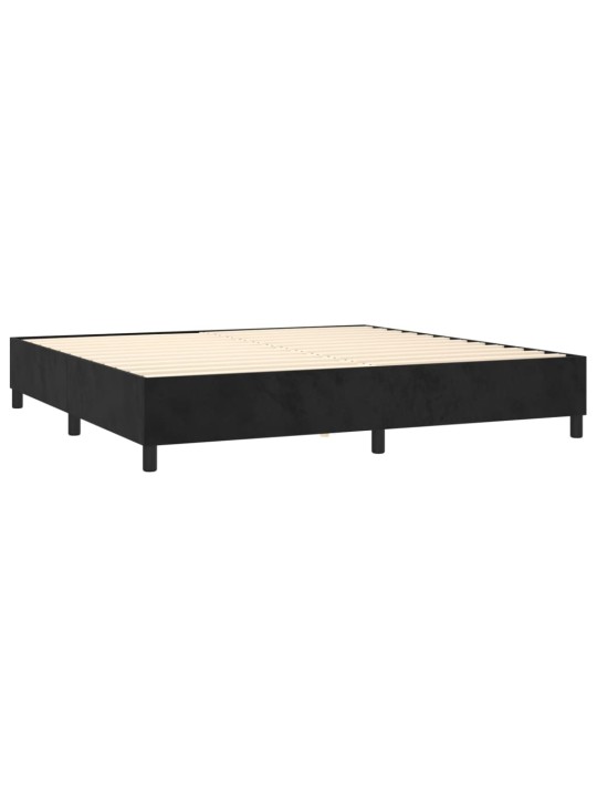 Box spring postel s matrací a LED černá 200x200 cm samet
