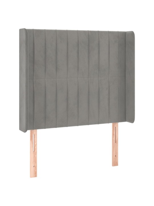 Box spring postel s matrací a LED světle šedá 90x190 cm samet