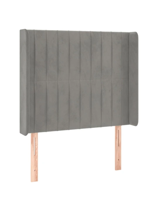 Box spring postel s matrací a LED světle šedá 90x190 cm samet