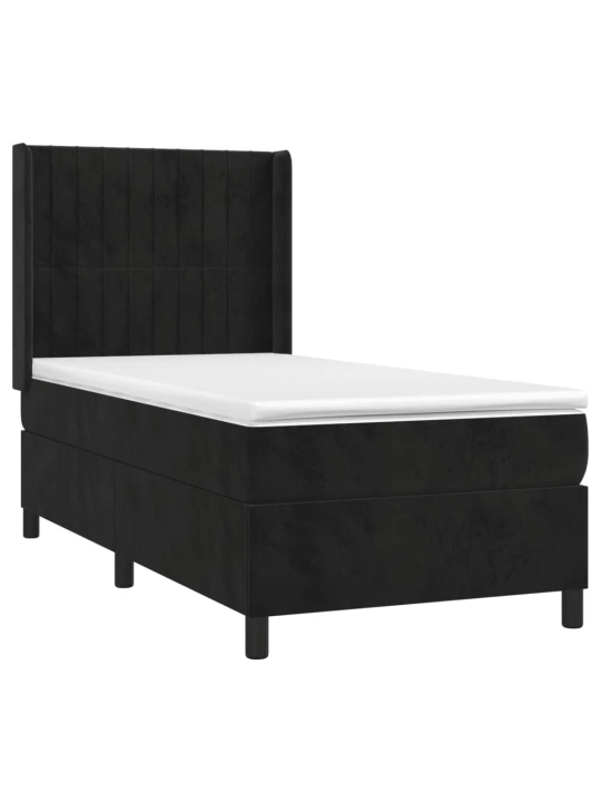 Box spring postel s matrací a LED černá 90x190 cm samet