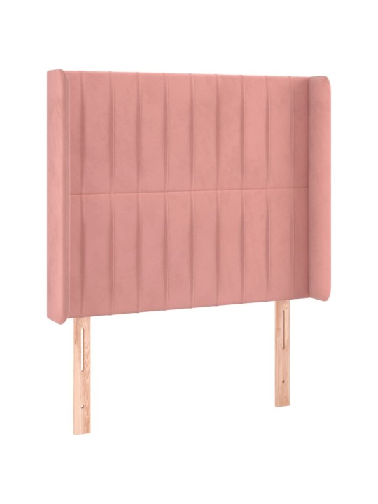 Box spring postel s matrací a LED růžová 90x200 cm samet