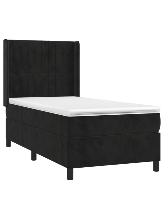 Box spring postel s matrací a LED černá 100x200 cm samet