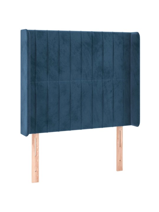 Box spring postel s matrací a LED tmavě modrá 100x200 cm samet