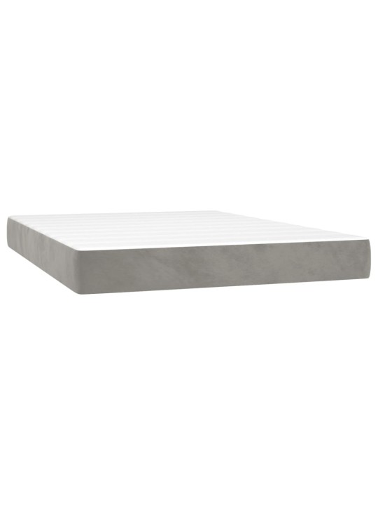 Box spring postel s matrací a LED světle šedá 140x190 cm samet