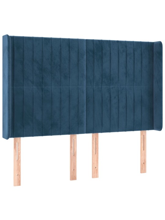 Box spring postel s matrací a led tmavě modrá 140x190 cm samet