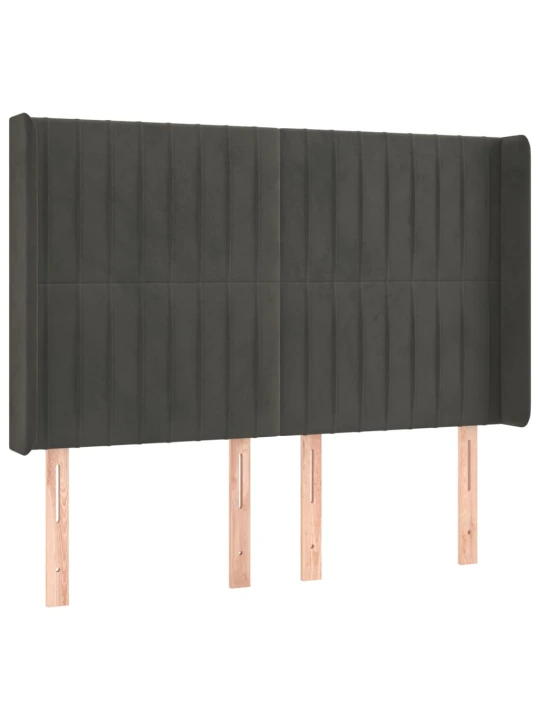 Box spring postel s matrací a LED tmavě šedá 140x200 cm samet