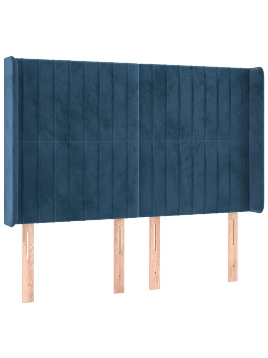 Box spring postel s matrací a led tmavě modrá 140x200 cm samet