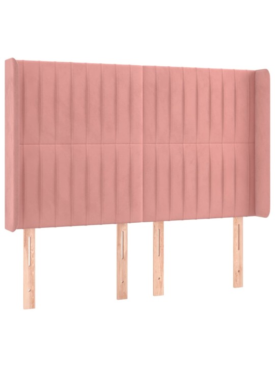 Box spring postel s matrací a led růžová 140x200 cm samet
