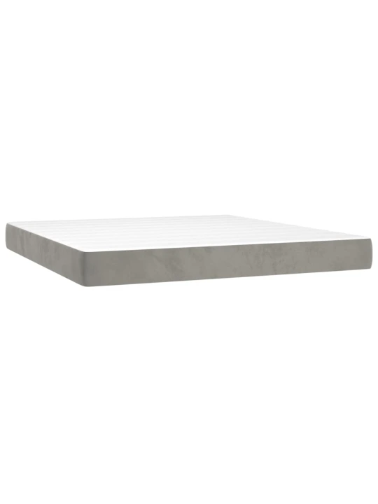 Box spring postel s matrací a LED světle šedá 160x200 cm samet