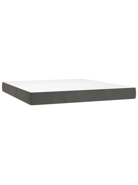 Box spring postel s matrací a LED tmavě šedá 160x200 cm samet