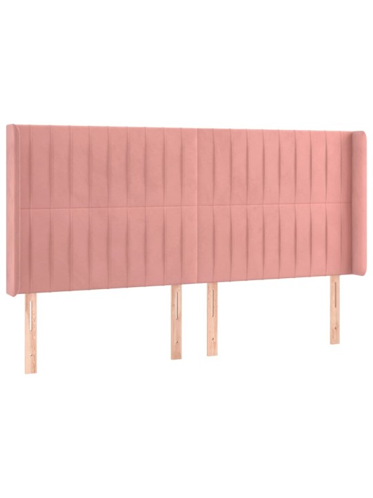 Box spring postel s matrací a LED růžová 180x200 cm samet