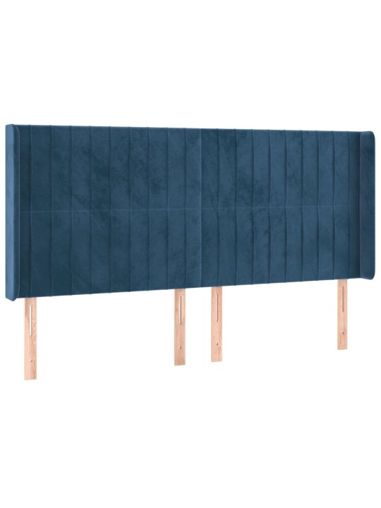 Box spring postel s matrací a LED tmavě modrá 200x200 cm samet