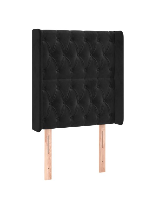 Box spring postel s matrací a led černá 80 x 200 cm samet
