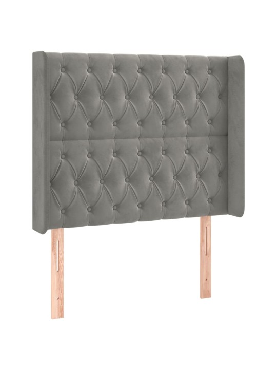 Box spring postel s matrací a LED světle šedá 100x200 cm samet