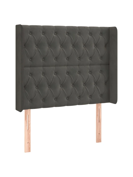 Box spring postel s matrací a LED tmavě šedá 100x200 cm samet