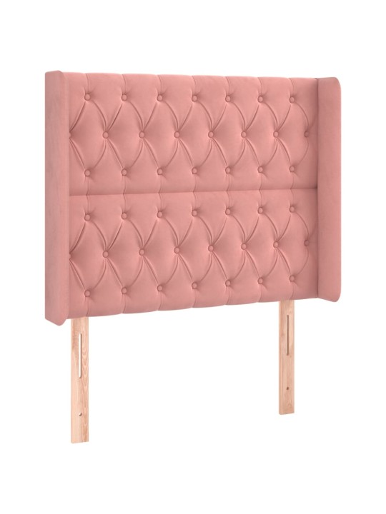 Box spring postel s matrací a LED růžová 100x200 cm samet