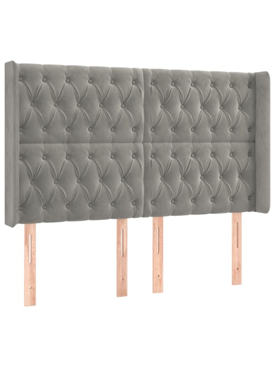 Box spring postel s matrací a led světle šedá 140x190 cm samet