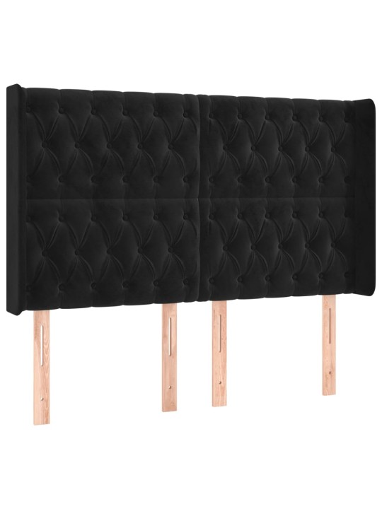 Box spring postel s matrací a led černá 140x190 cm samet