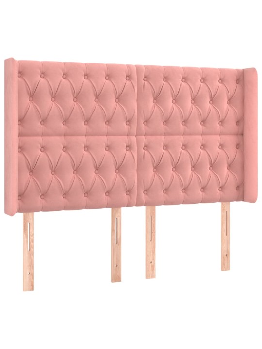 Box spring postel s matrací a led růžová 140x190 cm samet