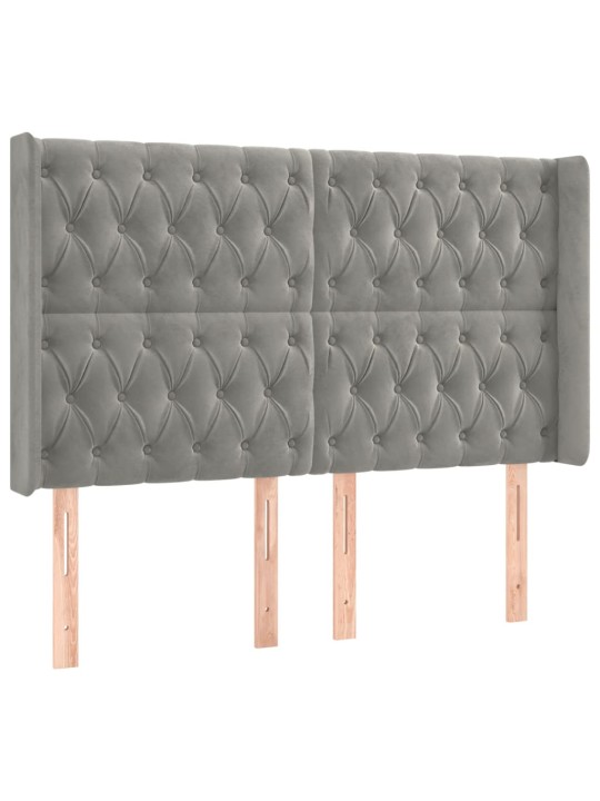 Box spring postel s matrací a LED světle šedá 160x200 cm samet