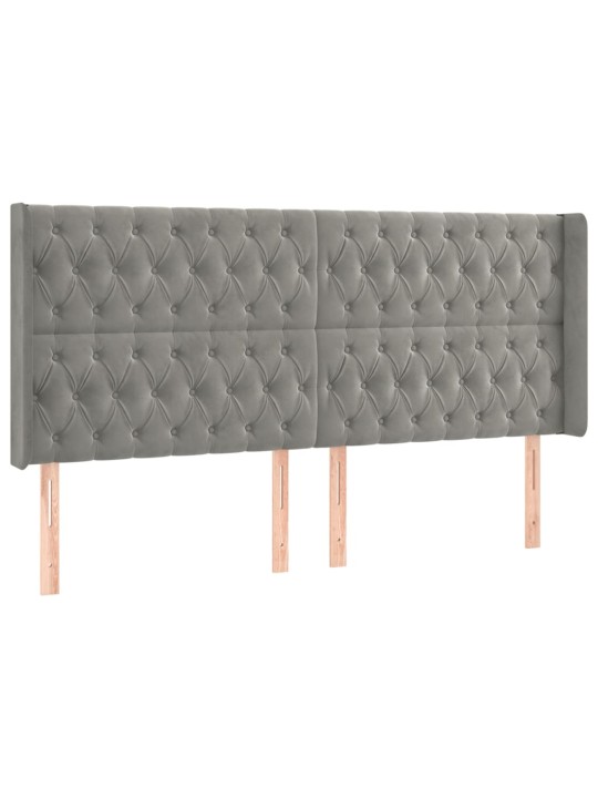 Box spring postel s matrací a LED světle šedá 200x200 cm samet