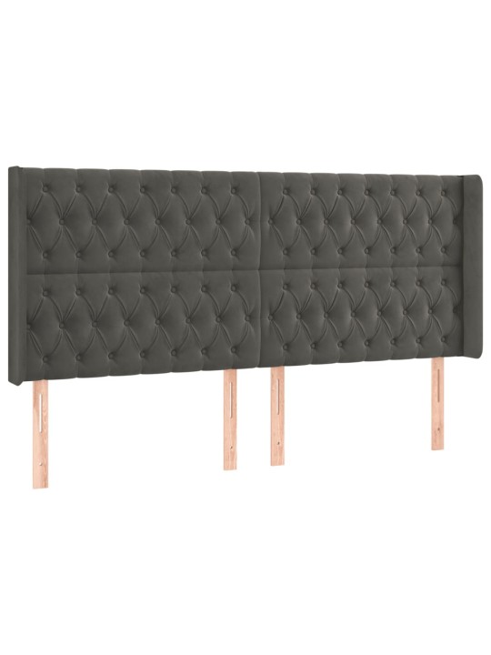 Box spring postel s matrací a LED tmavě šedá 200x200 cm samet