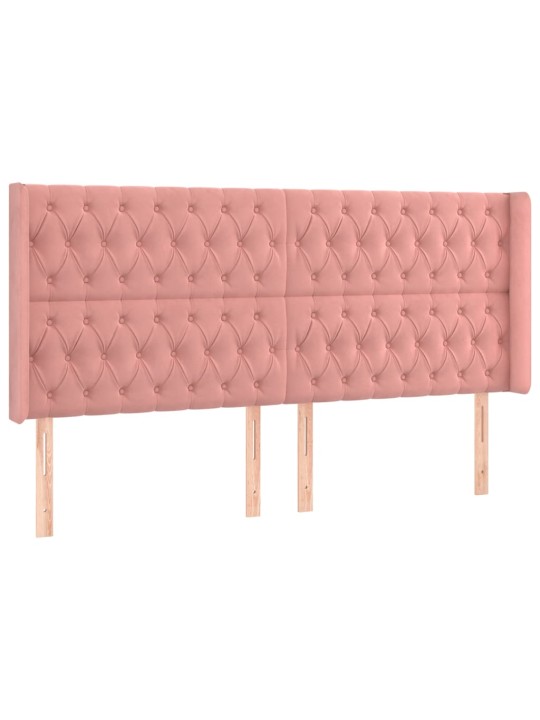 Box spring postel s matrací a LED růžová 200x200 cm samet