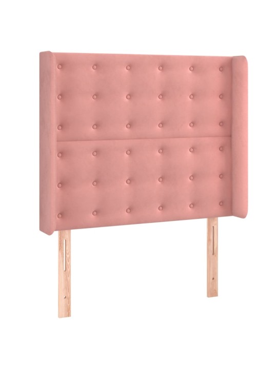 Box spring postel s matrací a led růžová 80 x 200 cm samet