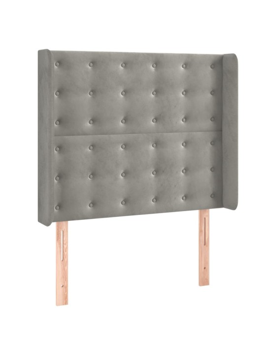 Box spring postel s matrací a LED světle šedá 90x190 cm samet