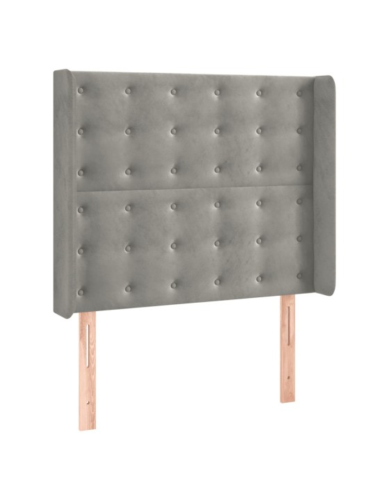 Box spring postel s matrací a LED světle šedá 90x200 cm samet