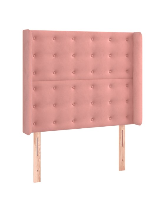Box spring postel s matrací a led růžová 90x200 cm samet