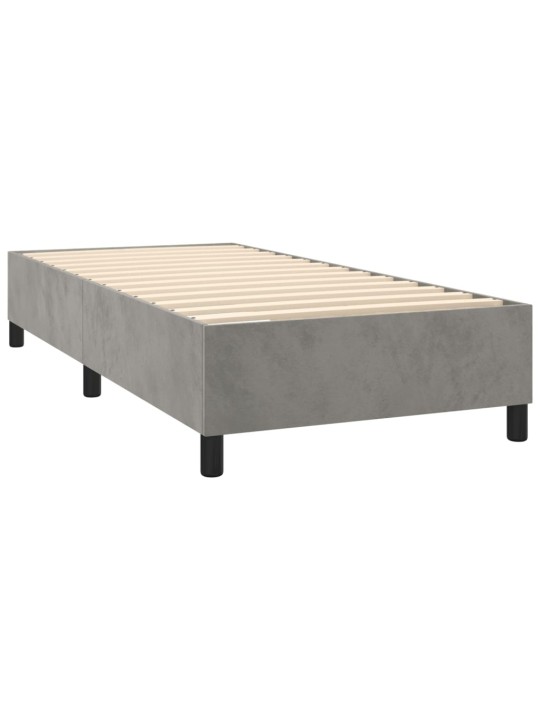 Box spring postel s matrací a LED světle šedá 100x200 cm samet
