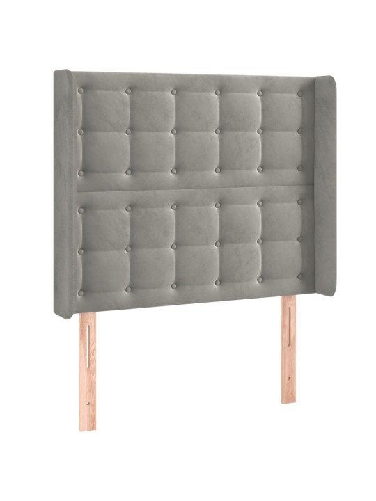 Box spring postel s matrací a LED světle šedá 100x200 cm samet
