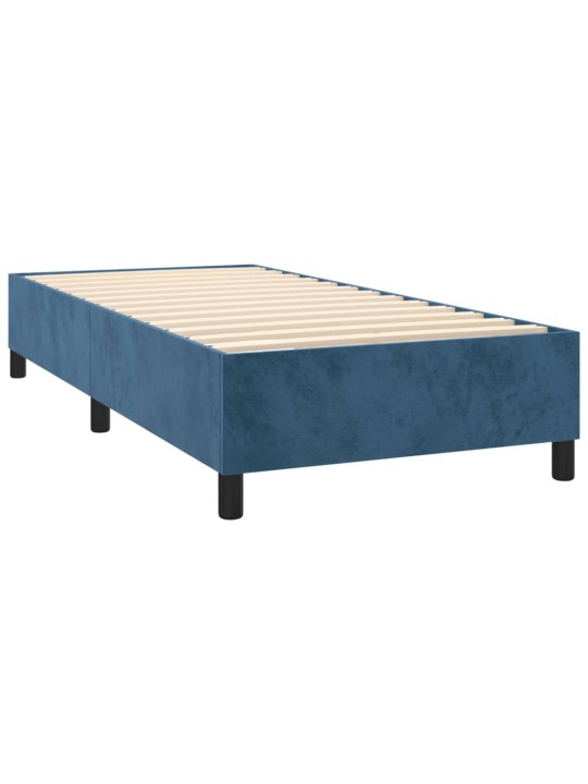 Box spring postel s matrací a led tmavě modrá 100x200 cm samet