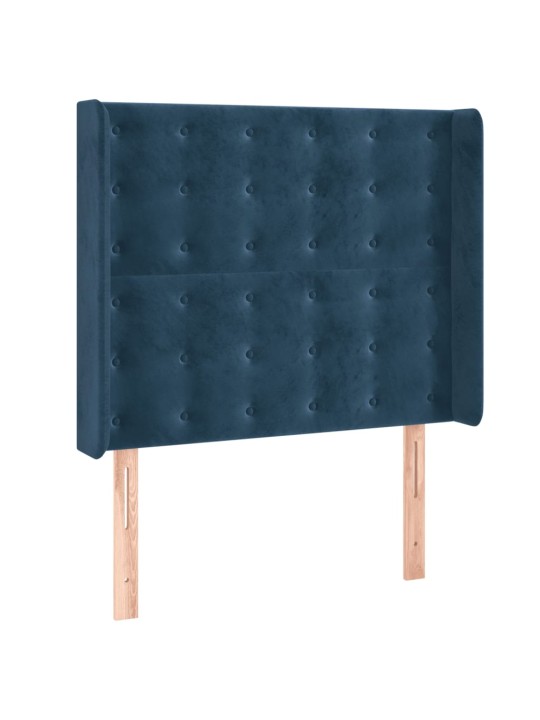 Box spring postel s matrací a led tmavě modrá 100x200 cm samet