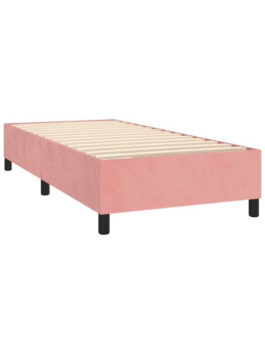 Box spring postel s matrací a LED růžová 100x200 cm samet