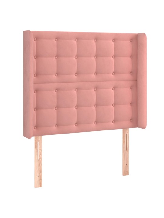 Box spring postel s matrací a LED růžová 100x200 cm samet