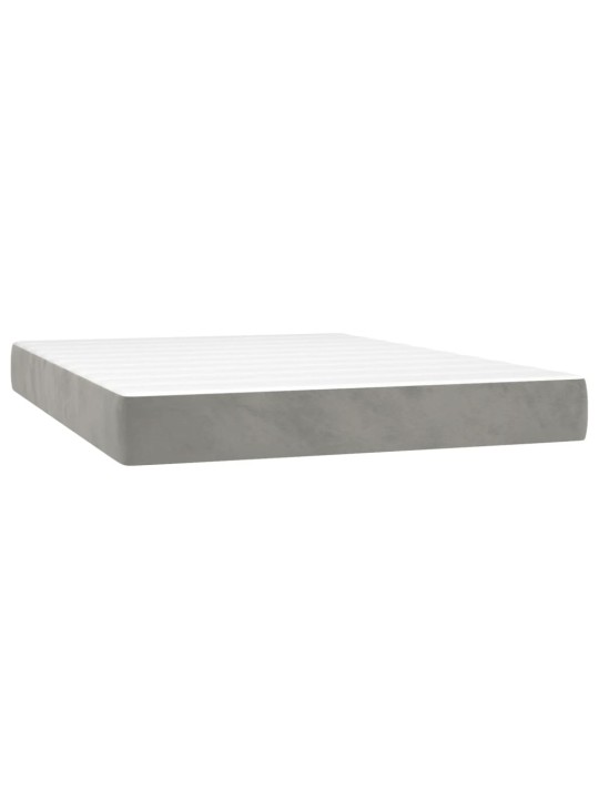 Box spring postel s matrací a LED světle šedá 140x190 cm samet